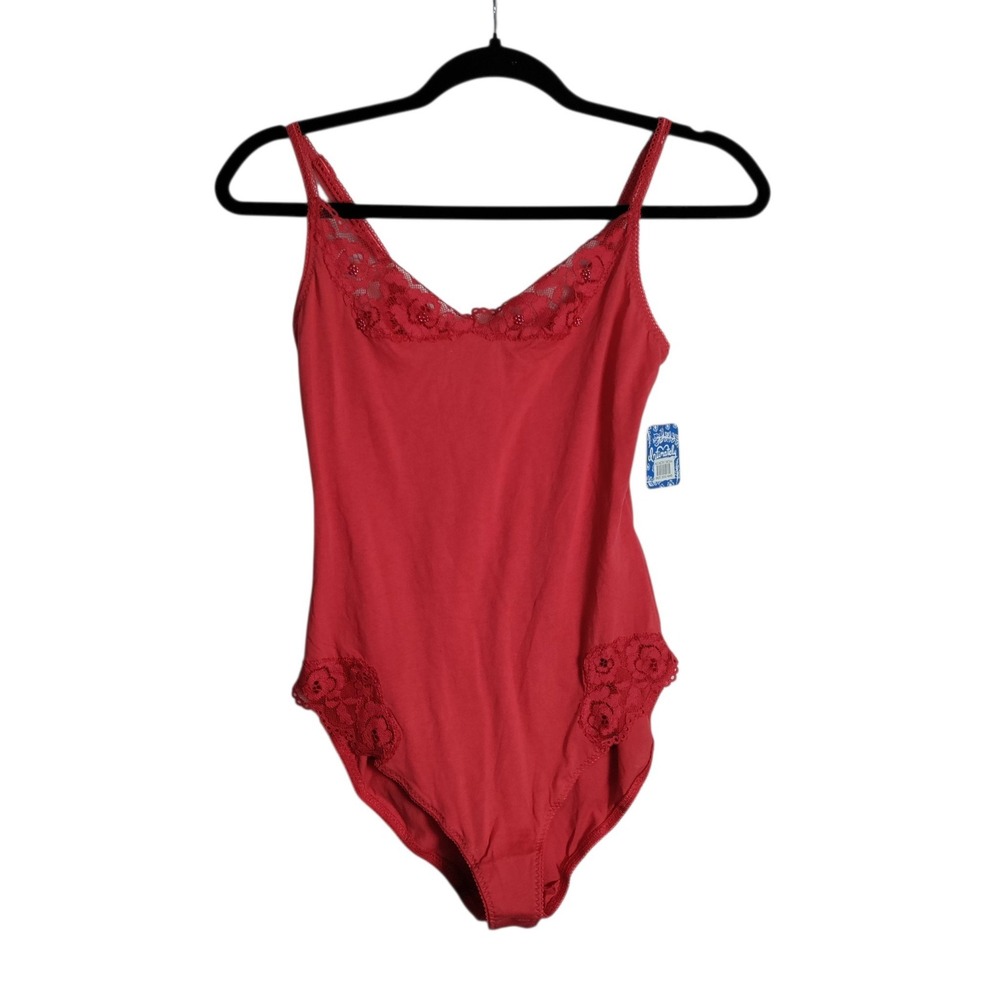 Intimately Free People Lace Trim Bodysuit Lady Bird Red Small